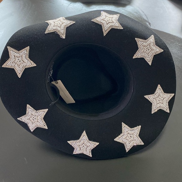 NWT WYETH Anthropologie Black Rhinestone star cowboy hat size o/s - Picture 1 of 7